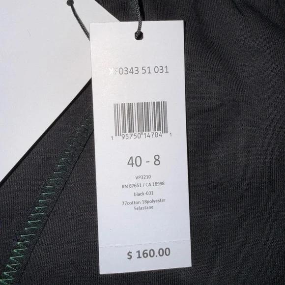 NWT Lacoste Womens Organic Cotton Jogger Sweatpants Black/Green Detail Orig $160 - Picture 14 of 16